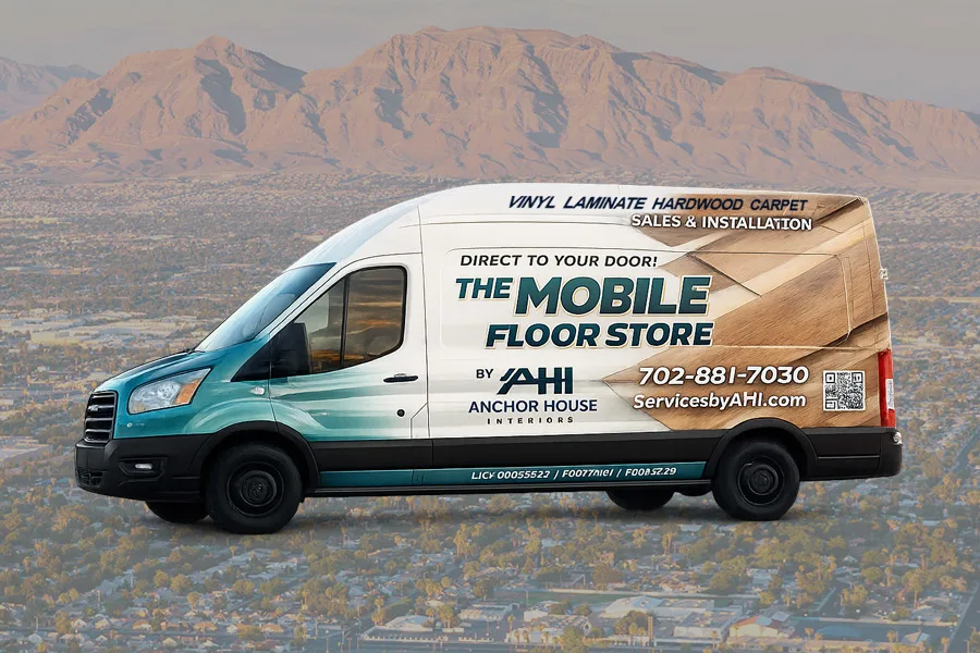 The Floor Store by AHI mobile flooring showroom van serving the Las Vegas valley